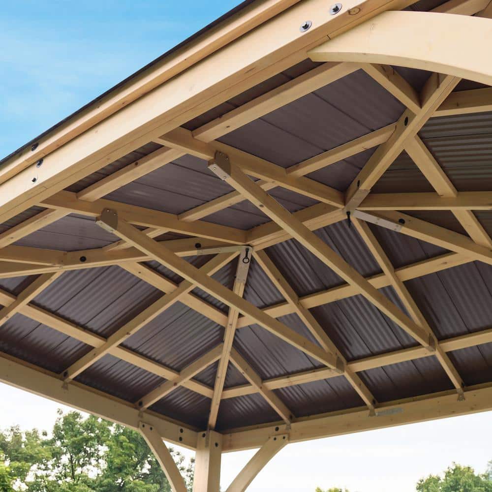 Meridian 10x12 Cedar Gazebo with Brown Aluminum Roof
