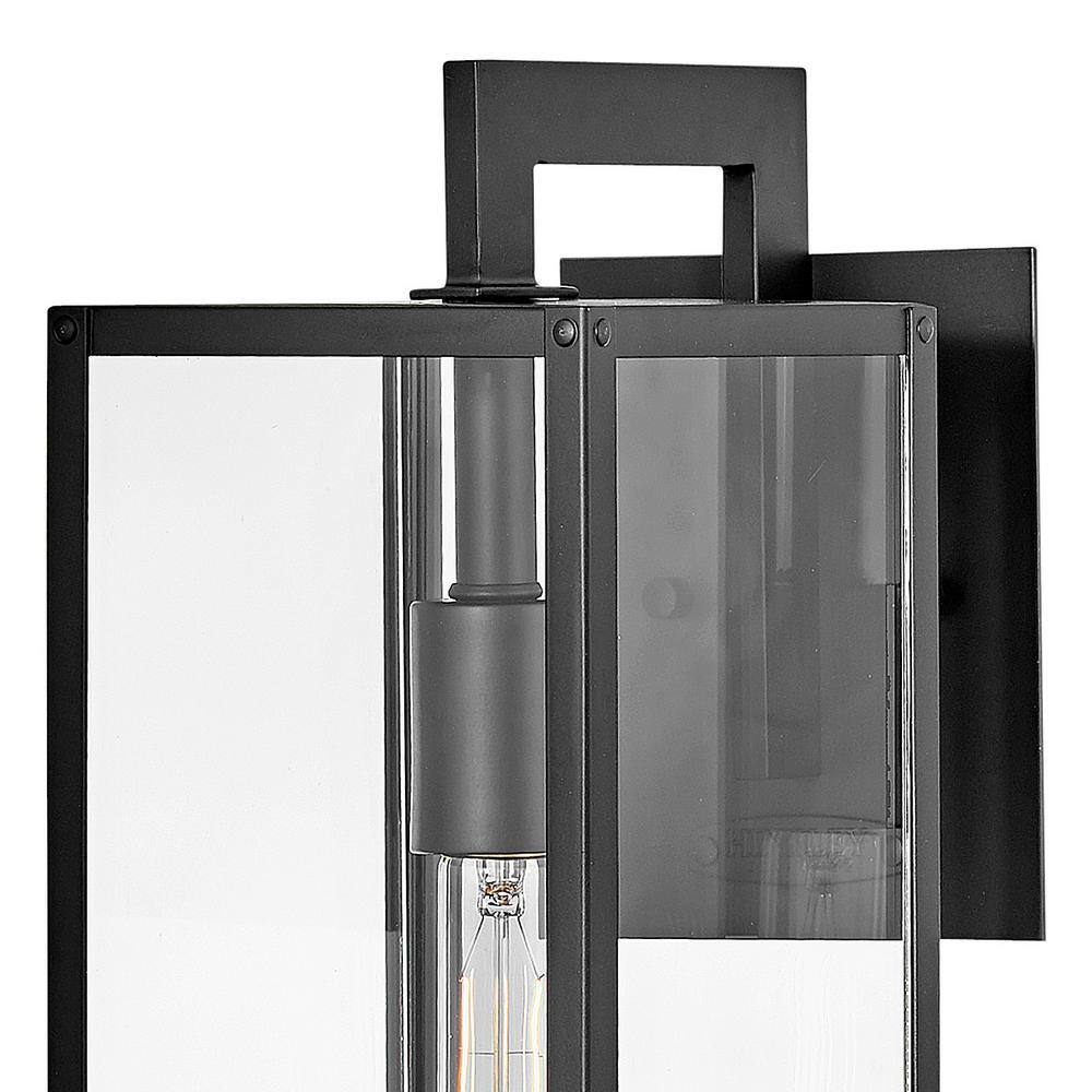 Black Aluminum Outdoor Wall Sconce with Clear Glass Panels