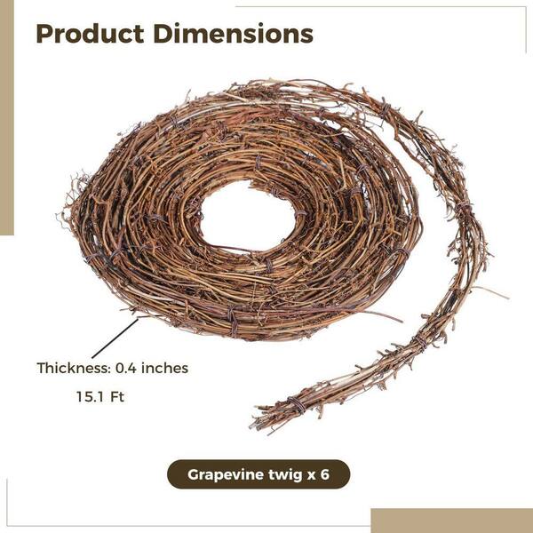 10.4 in. 6 Piece Natural Grapevine Twig Vines Garland Flexible