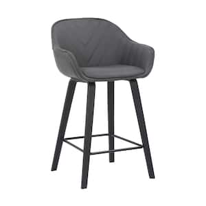 Crimson 26" Counter Height Gray Faux Leather and Wood Stool