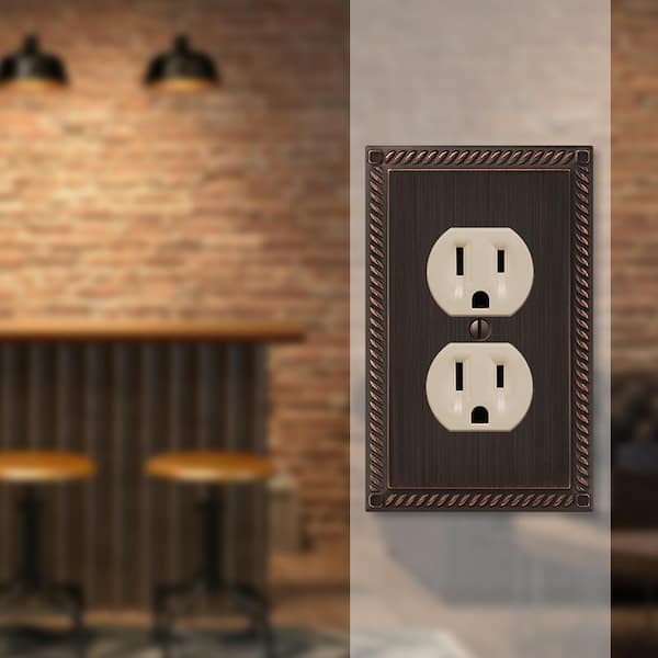 Georgian 1-Gang Duplex Outlet Metal Wall Plate - Aged Bronze