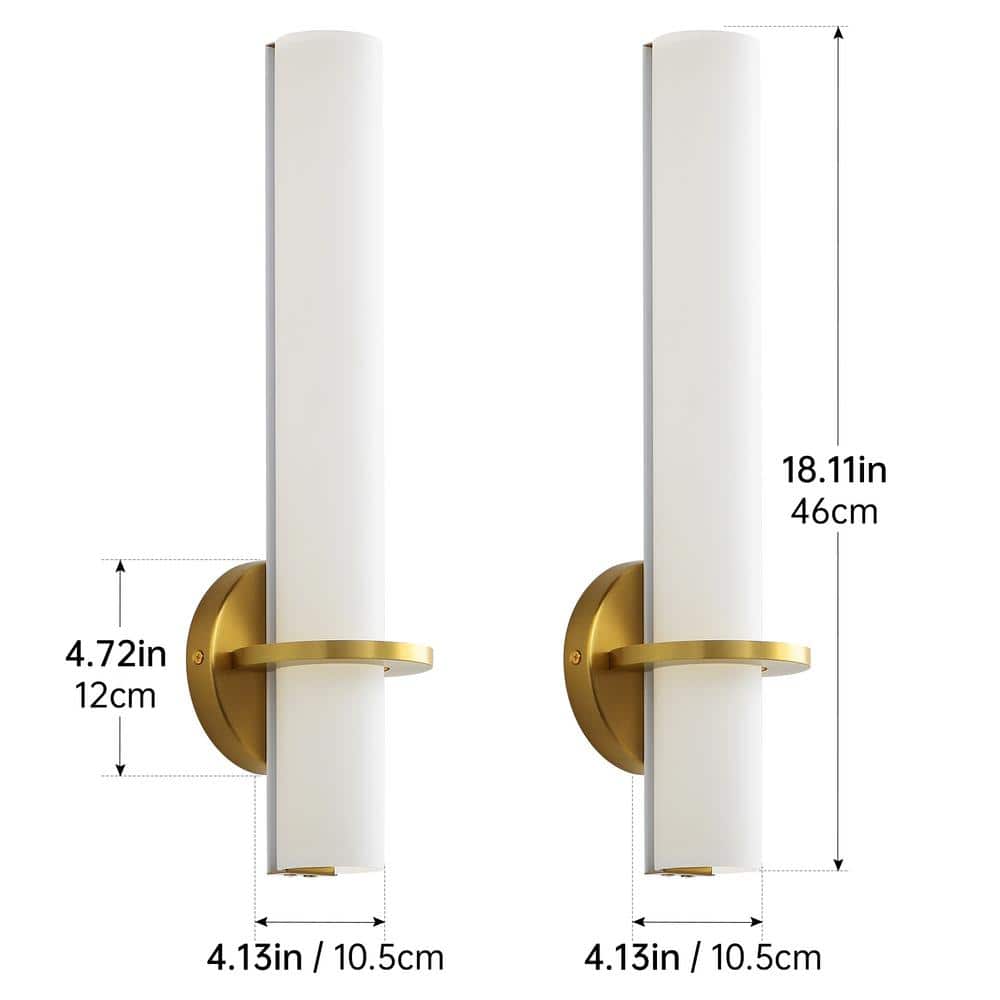 Gold Cylinder Dimmable LED Wall Sconce with Frosted Acrylic Shade