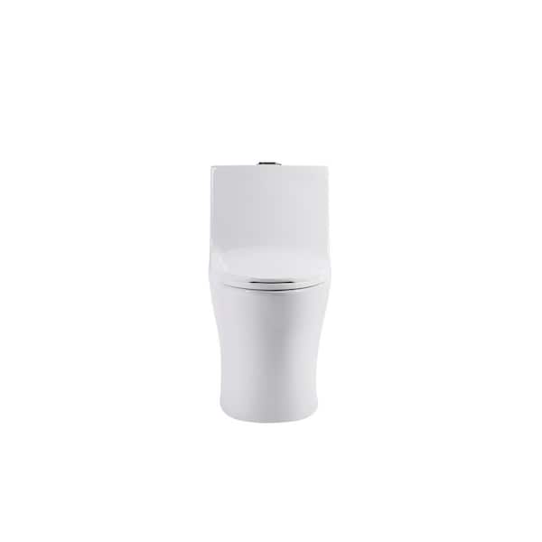 12 in. Rough In 1-Piece 1.1/1.6 GPF Dual Flush Elongated Toilet in Glossy White, Seat Included