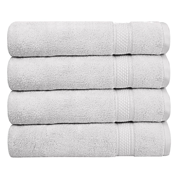 A1 Home Collections A1HC Bath Towel 500 GSM Duet Technology 100% Cotton Ring Spun Bright White 30 in. x 54 in. Quick Dry (Set of 4)