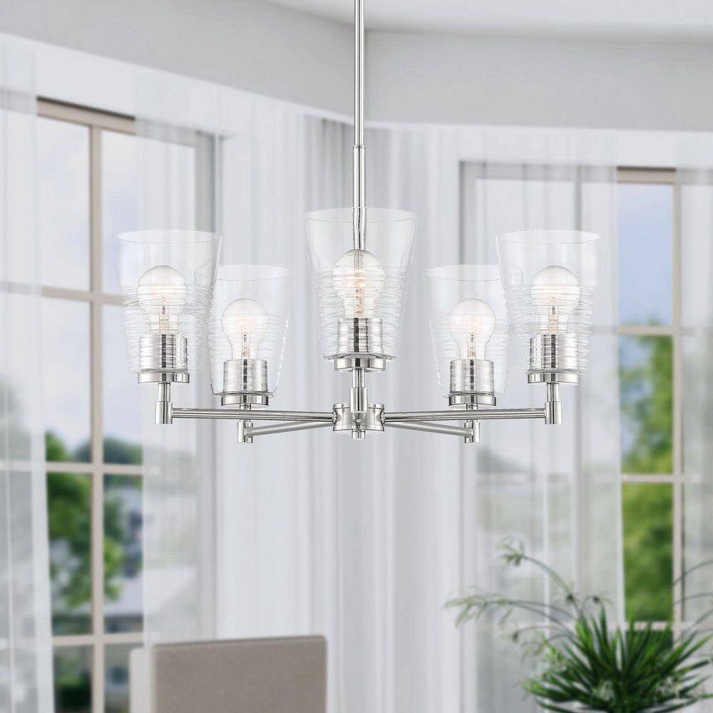 Ingo 5 -Light Polished Nickel Chandelier with Clear Blown Ripple Glass Shades price history on PriceWatchPro