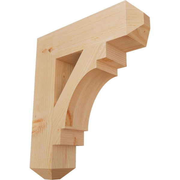 Ekena Millwork 5.5 in. x 28 in. x 24 in. Douglas Fir Merced Craftsman Smooth Bracket