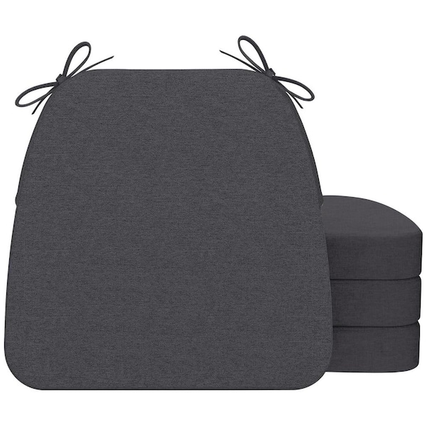 Unbranded 17 in. x 16 in. x 2 in. D-Shaped Indoor Chair Cushions Removable Cover Kitchen and Dining Chairs in Dark Grey (Set of 4)