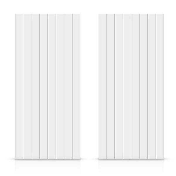 CALHOME 48 in. x 84 in. Hollow Core White Painted Composite MDF Interior Double Closet Sliding Doors