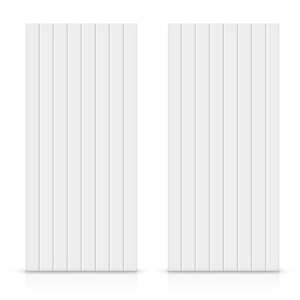 72 in. x 96 in. Hollow Core White Painted Composite MDF Interior Double Closet Sliding Doors