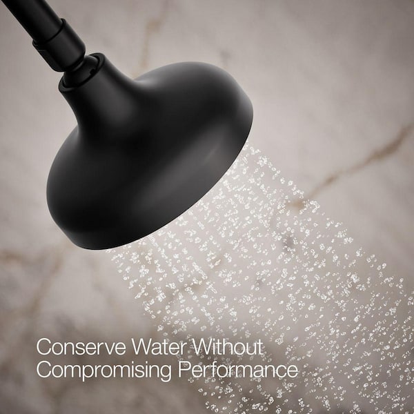 KOHLER Arise 1-Spray Pattern 5.6875 in. Lighted Wall Mount Fixed Shower Head in Matte Black