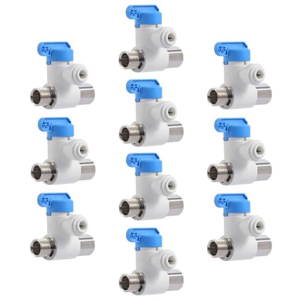 3/8 in. x 3/8 in. x 1/4 in. Polypropylene Push-to-Connect Angle Stop Adapter Valve (10-Pack)