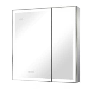 Nova 30 in. W x 32 in. H Rectangular Aluminum Recessed/Wall Mount Dimmable Fogless Lighted Medicine Cabinet with Mirror