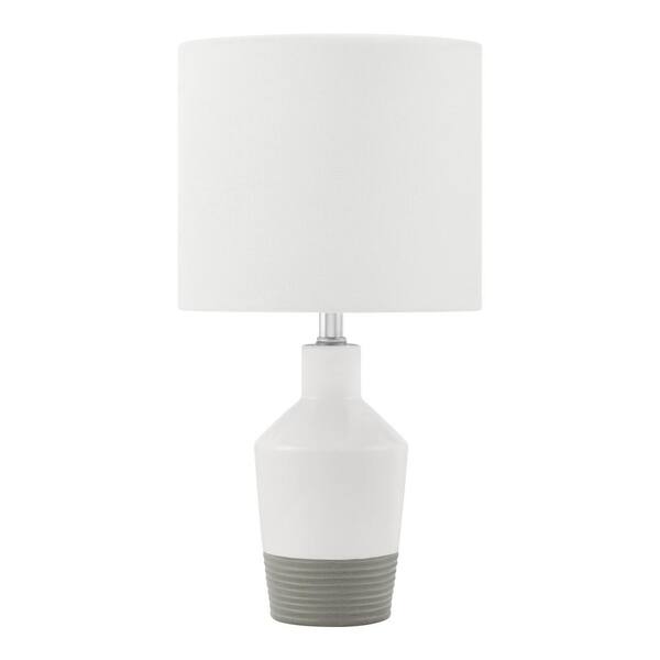 Hampton Bay 15.125 in. White Table Lamp with White Fabric Shade