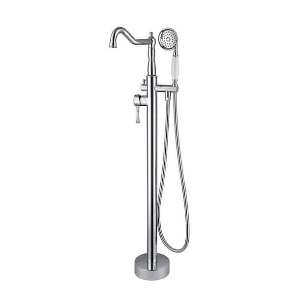 Maincraft Single-Handle Classical Freestanding Bathtub Faucet with Hand Shower Chrome