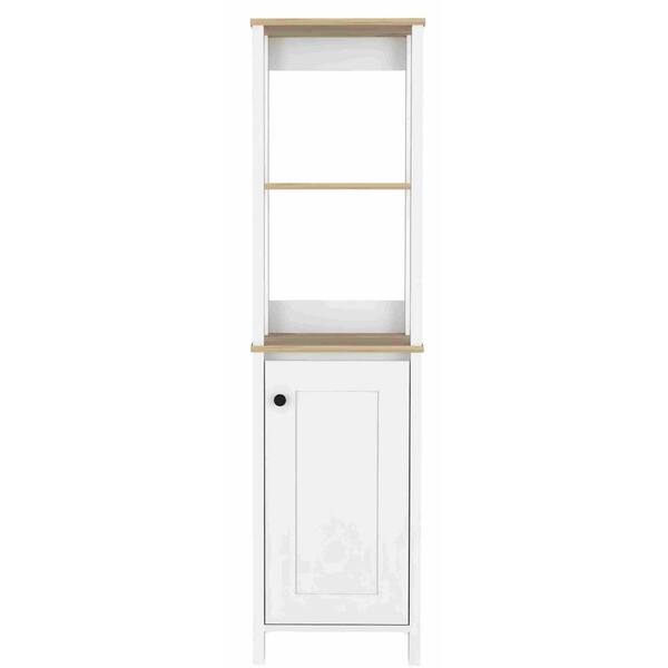 15.70 in. W x 15.70 in. D x 59.30 in. H Multi-Color Wood Freestanding Linen Cabinet w/2-Open Shelves in Multi-Color