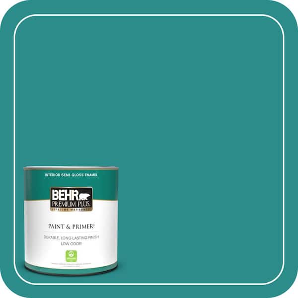 BEHR PREMIUM PLUS 1 qt. Home Decorators Collection #HDC-FL13-12 Taos Turquoise Semi-Gloss Enamel Low Odor Interior Paint & Primer