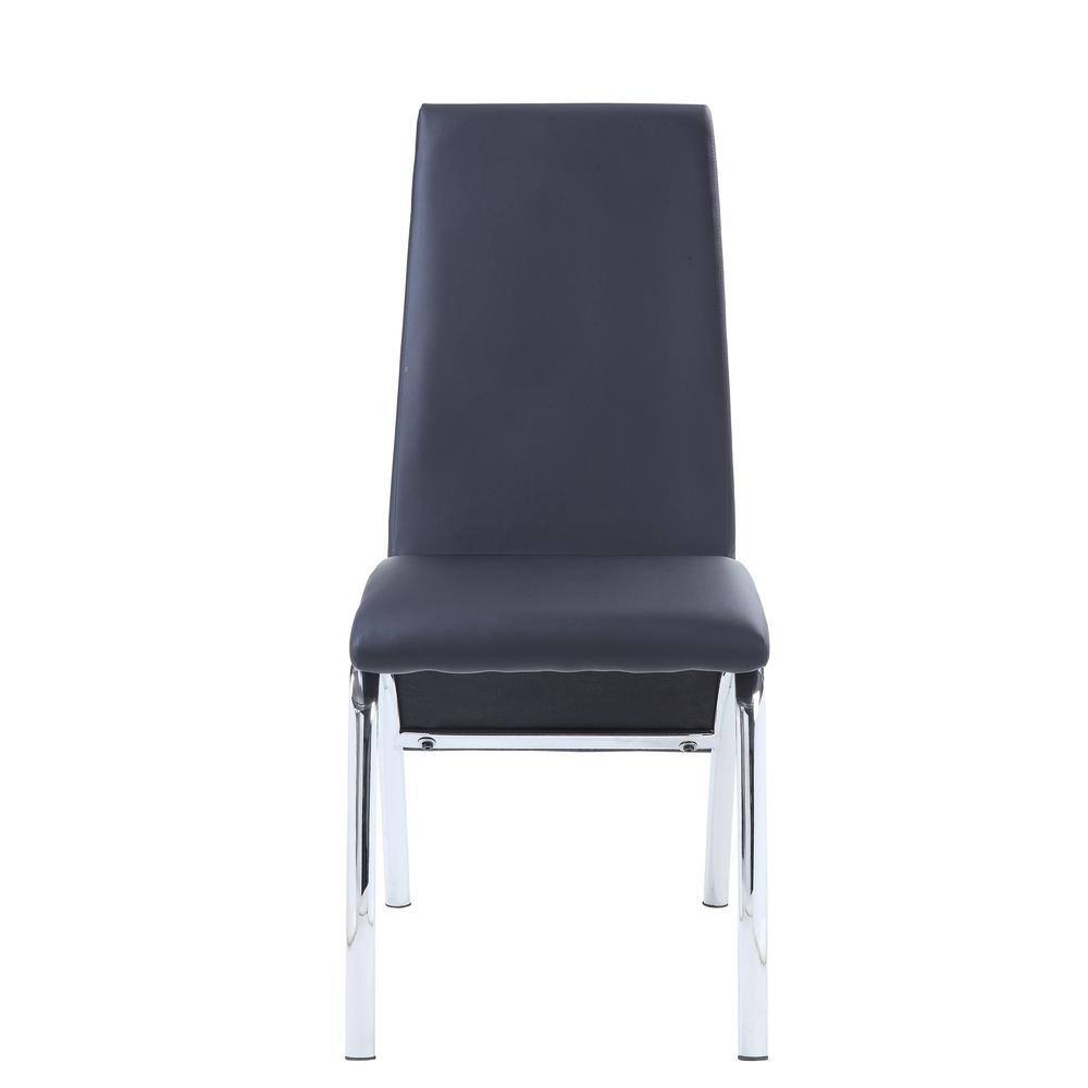Black Faux Leather Upholstered Side Chair with Chrome Legs