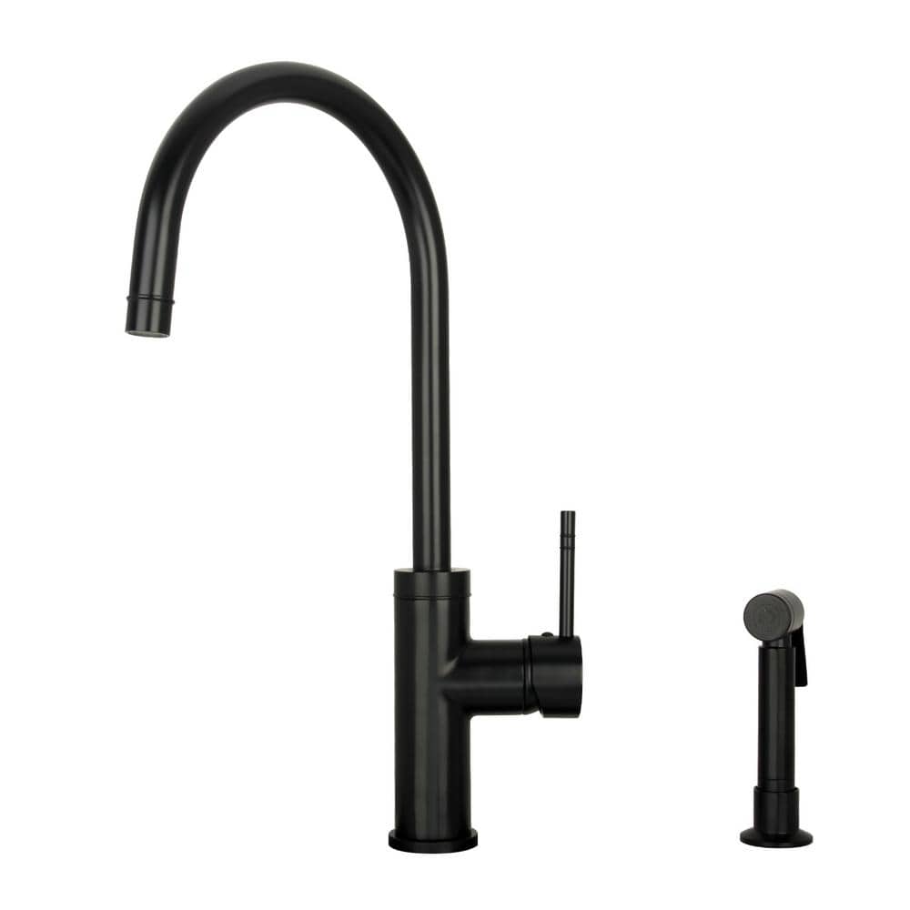 Single Handle Deck Mount Standard Kitchen Faucet with Side Spray in Matte B