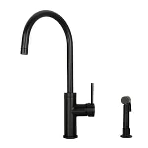 Single Handle Deck Mount Standard Kitchen Faucet with Side Spray in Matte Black