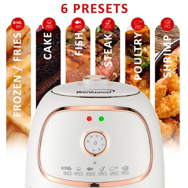 Fritaire, Self-Cleaning Glass Bowl Air Fryer, 5 Qt, 6 One-Touch Functions,  BPA/Teflon Free, White 