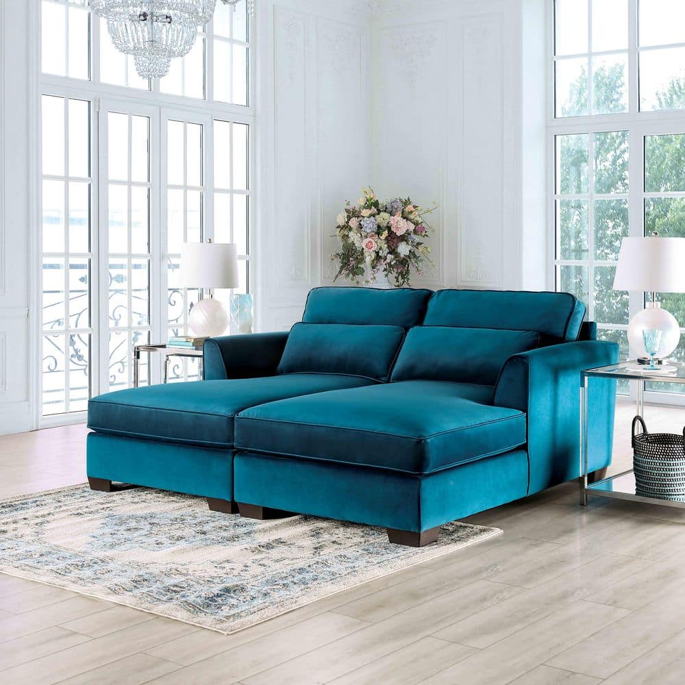 Knolls 78 in. W Polyester Modular Sectional in Blue price history on PriceWatchPro