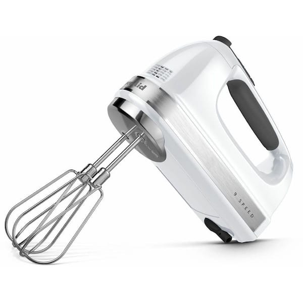 9-Speed White Hand Mixer with Beater and Whisk Attachments KHM926WH Home Depot
