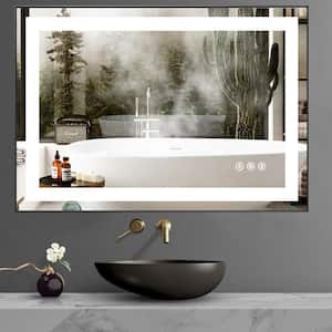 24 in. W x 36 in. H Large Rectangular Metal Framed Dimmable Anti Fog Wall Mount LED Bathroom Vanity Mirror in Black