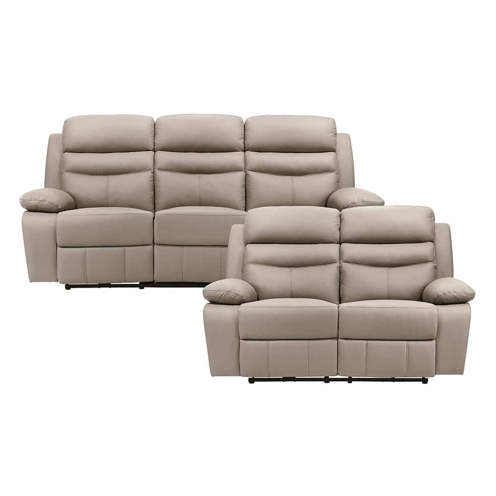 Edelia 86.5 in. W. Pillow Top Arm Leather Rectangle 2-Piece Power Reclining