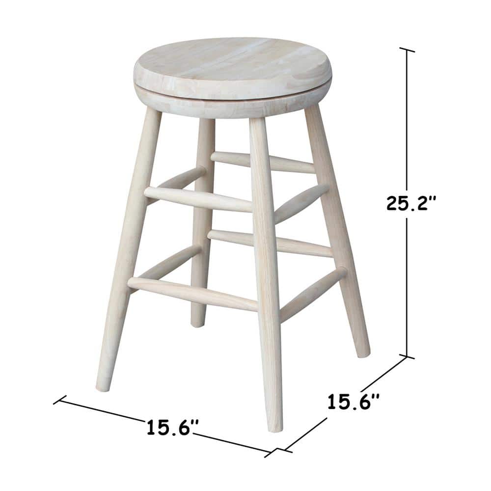 24-Inch Unfinished Swivel Solid Wood Counter Stool