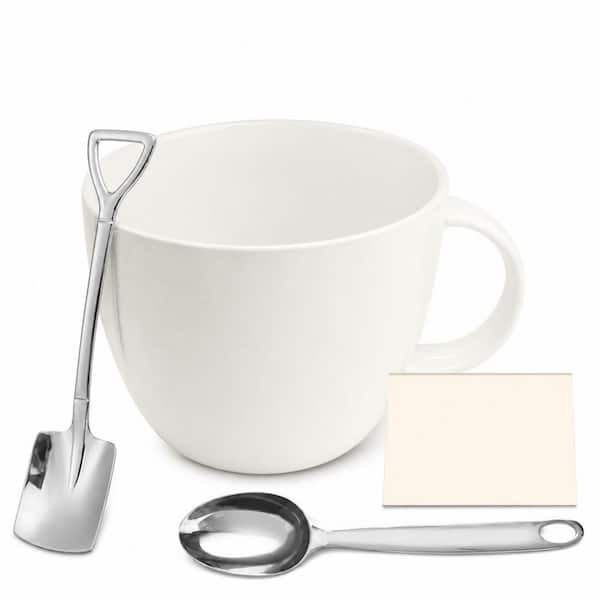 Dad Ice Cream Bowl Set with Scoop and Shovel Spoon Ceramic Bowl 6.3 x 3.9 in for Ice Cream and Cereal