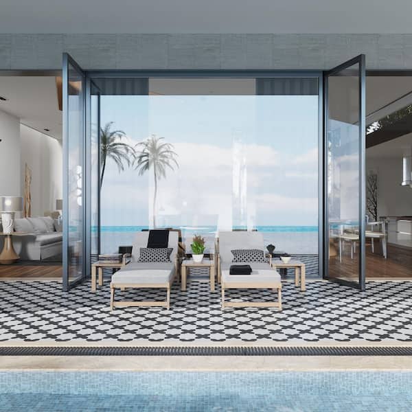 Seville Pure White 7" Star & Graphite Black 5" Cross Matte Porcelain Wall and Floor Tile (10.62 sq ft/case)-68 Pack