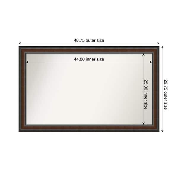 Amanti Art Cyprus Walnut 48.75 in. x 29.75 in. Custom Non-Beveled Wood Framed Bathroom Vantiy Wall Mirror