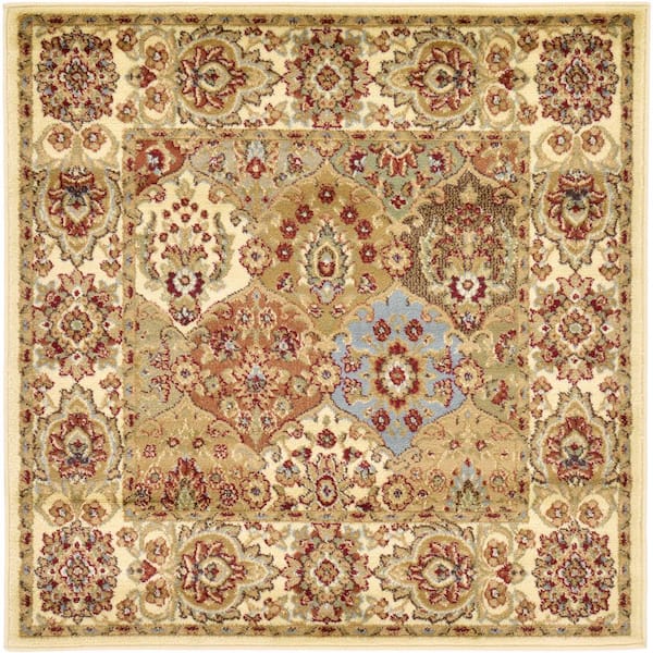 Unique Loom Voyage Athens Ivory 4' 0 x 4' 0 Square Rug