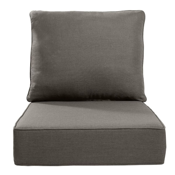 24 in. x 24 in. x 6 in. CushionGuard Outdoor Thicken Lounge Chair Deep Seat Replacement Cushion Set in Gray