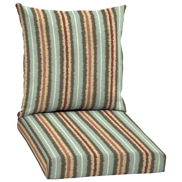 Hampton Bay Elaine Ikat Stripe Outdoor Dining Chair Cushion Set