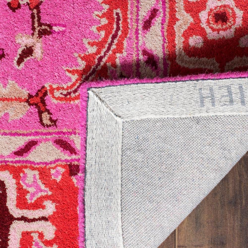Handmade Tufted Wool Rectangular Rug in Red/Pink, 8' x 10'