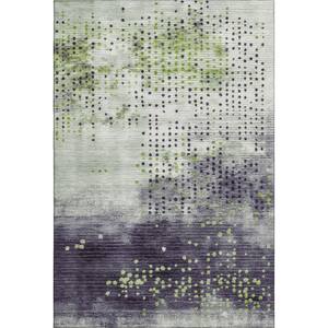 Mayfield Premium Machine Washable Abstract AMF1995 Aloe 5 ft. x 7 ft. 6 in. Area Rug