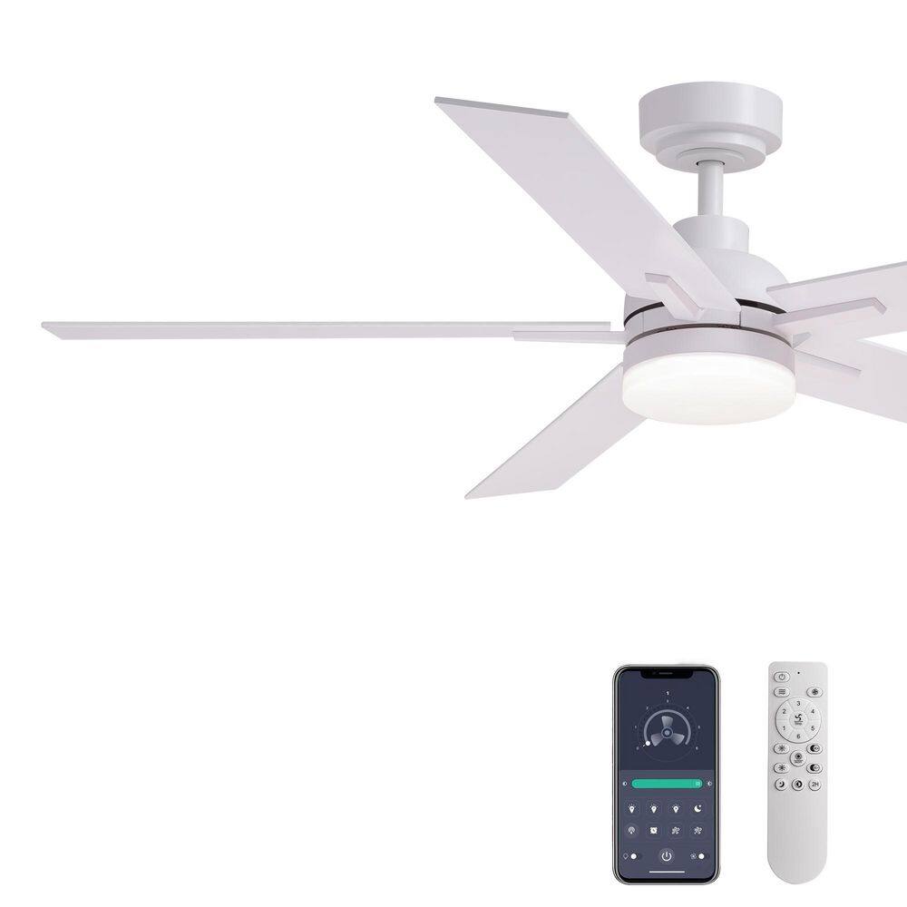 52 in. Smart Indoor Modern Chrome Standard Ceiling Fan with Dimmable LED Lights and Remote Included APP Control price history on PriceWatchPro