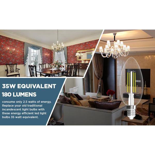 180LM 15W Equivalent E12 Medium Base LED Candle Bulbs Mengjay 1 Pack 2W 6000K 110V Cold White LED Chandelier Bulb C35 Clear Glass Torpedo Shape Bullet Top 180LM 15W Equivalent E12 Medium Base LED Candle Bulbs Mengjay 1 Pack 2W 6000K 110V Cold White LED Chandelier Bulb C35 Clear Glass Torpedo Shape Bullet Top