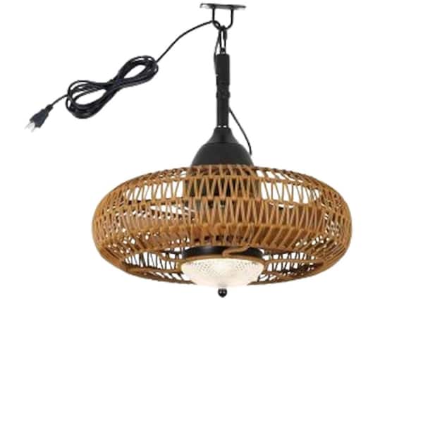 Ahfiwaso 19.7 in. Outdoor Brown Caged Ceiling Fan with Adjustable White Integrated LED, Remote Control and Waterproof