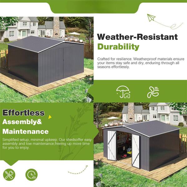 AirWire 10 ft. W x 12 ft. D Metal Outdoor Storage Shed with Vents