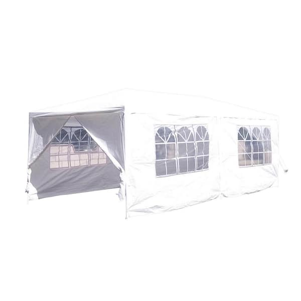 Zeus & Ruta 10 ft. x 20 ft. White Wedding Party Canopy Tent Outdoor Gazebo with 6 Removable Sidewalls for Outdoor, Garden