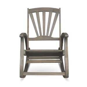 Sunview Gray Wood Outdoor Rocking Chair with Footrest