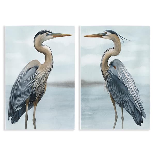 Detailed Heron Bird Duo by Grace Popp 2 Piece Unframed Graphic Art Print Animal 10 in. x 15 in.