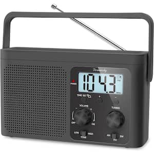 Portable AM/FM Shortwave - Transistor Radio Plug in Wall or Battery Powered, Strong Reception and Digital Time Display