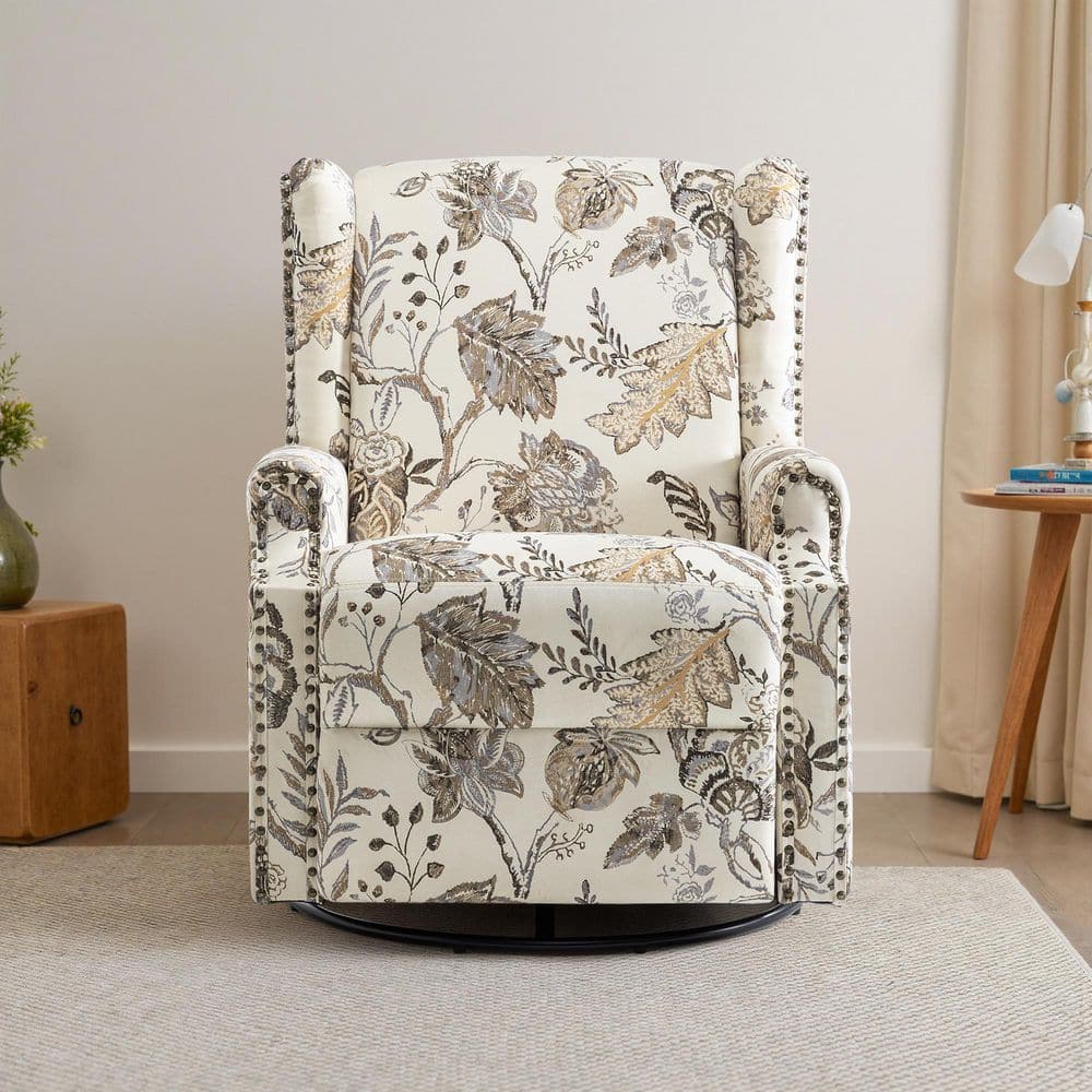 Plants Beige Linen Swivel Upholstered Metal Base Recliner with Manually Adjustable Backrest (Set of 1) price history on PriceWatchPro
