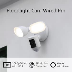 Floodlight Cam Wired Pro - Smart Security Video Camera with 2-LED Lights, Dual Band Wi-Fi, 3D Motion Detection, White