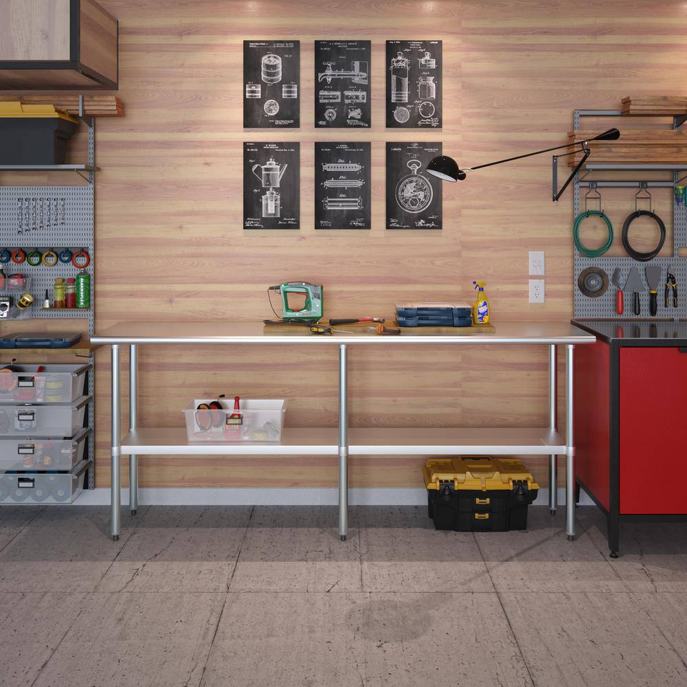 84" Stainless Steel Utility Work Table with Galvanized Undershelves