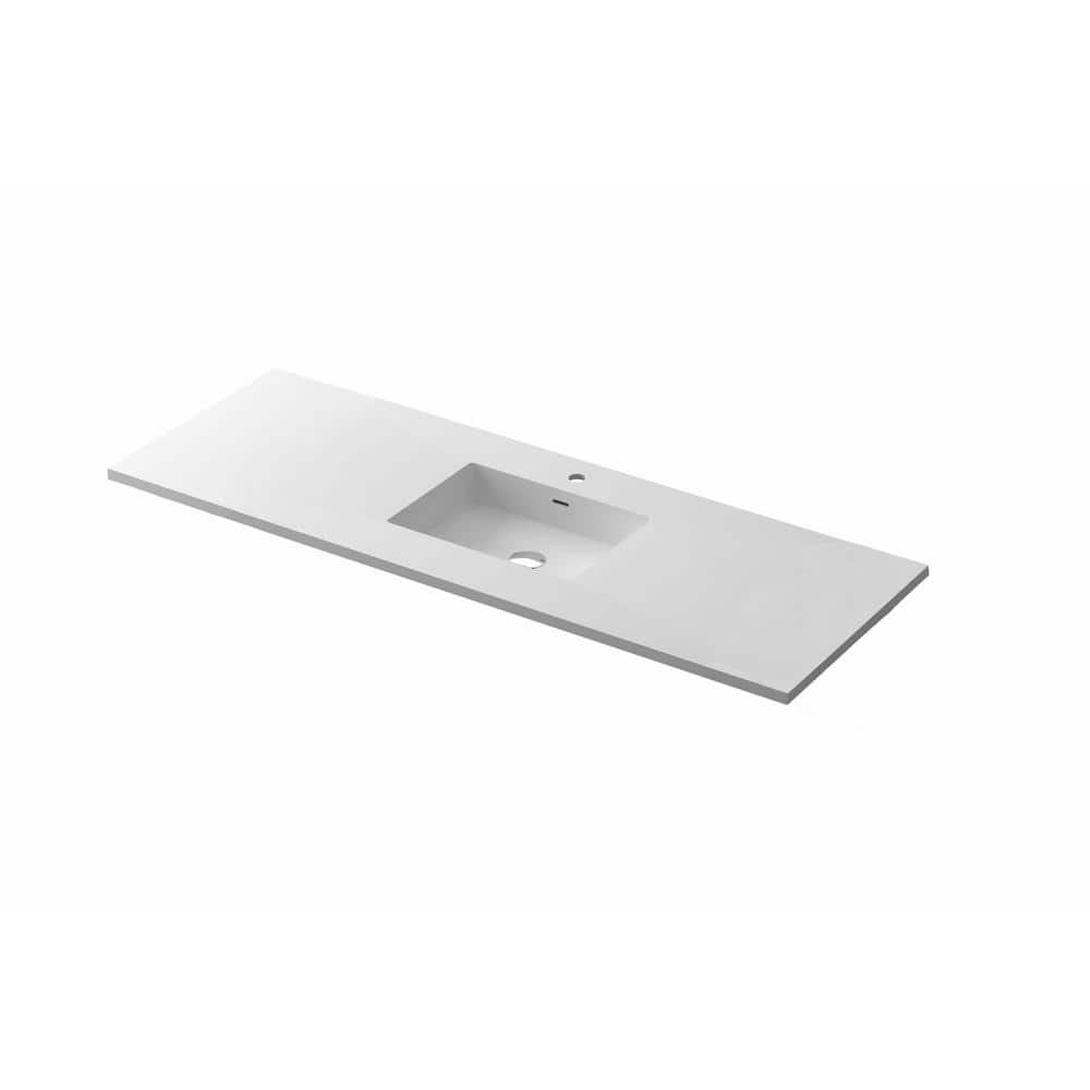 Laviva 54 in. W x 22 in. D Solid Surface Vanity Top in Matte White with ...