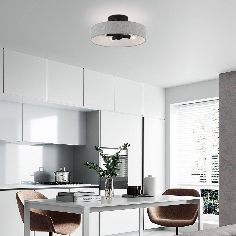 Elmhurst Black and Gray 4-Light Drum Semi-Flush Mount